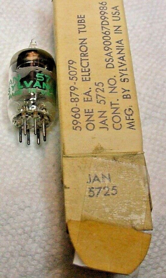 1 NOS SYLVANIA JAN-5725 6AS6 VHF Pentode Tube. Tested TV-10B Gm= 1540 uMhos - $2.33