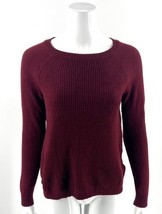 J Crew Lambswool Sweater Sz XS Maroon Red Leather Elbow Patches Pullover - $33.66