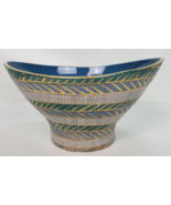 Vtg Bitossi Aldo Londi Seta Italian Mid Century Art Pottery Bowl Teal Blue Gold - £425.94 GBP