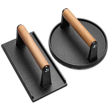Set Of 2 Cast Iron Grill Presses, For Smash Burgers, Sandwiches, Steaks ... - £15.52 GBP