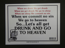 Lets all Get Drunk and go to Heaven Funny Sign Home Bar Shop Free Ship 9&quot;x12 N84 - £3.98 GBP