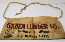 Gauen Lumber Work Apron Canvas Collinsville Illinois Company 1940s Decor - £22.24 GBP