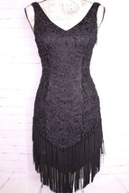 Sue Wong Nocturne 1920s Beaded Tassel Flapper Gatsby Dress Black Womens Size 0 - £303.56 GBP