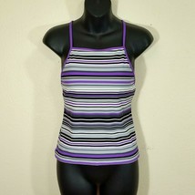 Nautica Women&#39;s  Tankini Swim Top Purple Gray Stripe Style 31551 Size 6 - £9.49 GBP