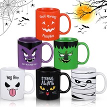 6 Pieces Halloween Mug Set 13 Oz Pumpkins Cats Ghosts Ceramic Coffee Matching Mu - £32.07 GBP