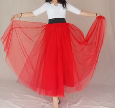 RED Long Tulle Skirt with Pockets Women Custom Plus Size Ball Gown Skirt image 12