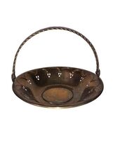 Vintage MCM Brass Basket W/ Moveable Unique Handle Reticulated Lovely De... - $16.00