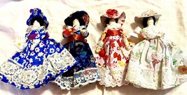 Truro Craft Vintage Peg Dolls With Handmade Outfits Lot Of Four 5 Inch Dolls - £19.30 GBP