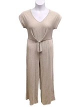 Caution To The Wind Jumpsuit  Womens Size Medium Grey Stripe Cropped Wid... - £17.85 GBP