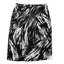 Ann Taylor Silk Skirt Size 8 Medium Black White Side Zipper Lined Spande... - $16.19
