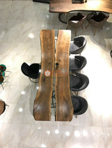 Epoxy Clear Resin Series Dining Table, Office Acacia Wooden Epoxy Live E... - $158.47+