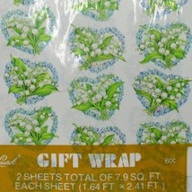 Vintage Flowers Hearts WEDDING American Greetings Laurel Gift Wrap Blue ... - £4.30 GBP