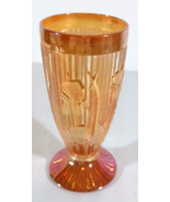 Jeannette Glass IRIS AND HERRINGBONE Marigold Iridescent Footed Water Tu... - $194.87 MXN