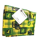 Vintage JOHN DEERE All Over Logo Plaid Handkerchief Bandana New 21” - $14.99