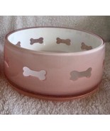 PINK Acrylic No Skid Puppy Dog Food Water Dish Bowl Dog Bones NEW 6” - £15.84 GBP