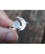 925 Sterling Silver Moonstone Gemstone Crescent Moon Handmade Ring - $206.34 MXN+