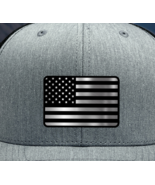 American Flag Stars &amp; Strips Baseball Trucker Hat Brushed Silver Engrave... - $37.99
