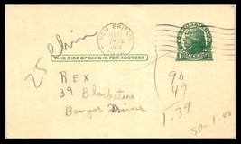 1951 US Postal Card - New Britain, Connecticut to Bangor, Maine O8 - £2.17 GBP
