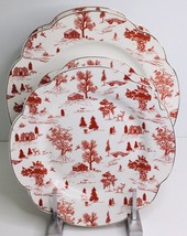 4 - 2 Dinner 2 Salad Grace Teaware Holiday Red Gold Winter Village New - £39.56 GBP