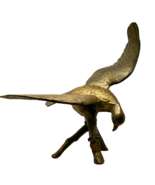 Vintage Large Brass American Bald Eagle On Branch Perched Sculpture Statue - $195.99