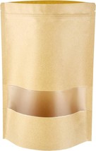 Stand Up Pouch Bags, 100 Pack Kraft Pouch w/ Tear Notch &amp; Matte Window 5... - $22.99