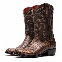 Marco Di Milano Genuine Caiman Belly Skin Cowboy Boot Phoenix Stone Brown image 3