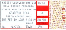 Vintage Grateful Dead Ticket Stumpf Februar 19 1985 Oakland California - $49.48