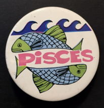 Vintage 1960’s Pisces Zodiac Astrology Pin Pinback Button Armour USA 2.25&quot; - £15.98 GBP