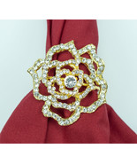 Gold Rose Napkin Rings Set of 4 Sparkling Napkin Holders Party Table Decors - $16.36