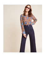 New Anthropologie Selene Geometric Long-Sleeve Blouse by TANVI KEDIA  Sz... - £35.60 GBP