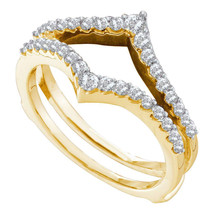 14k Yellow Gold Round Diamond Ring Guard Wrap Enhancer Wedding Band 1/2 Cttw - £770.75 GBP