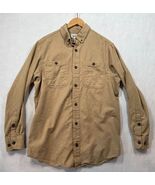 Duluth Trading Co Free Swingin Solid Flannel Slim Fit Shirt Khaki Tan Me... - $19.59