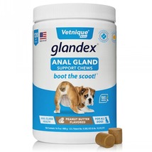 Vetnique Labs Glandex Peanut Butter Flavoured Anal Gland Support Dog Soft Chews, - £39.46 GBP