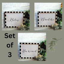 Courtly Pictures Black and White Checked Inspirational Word Art Picture Set of 3 - £39.02 GBP