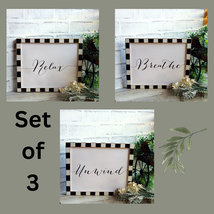 Courtly Pictures Black and White Checked Inspirational Word Art Picture Set of 3 - £38.44 GBP