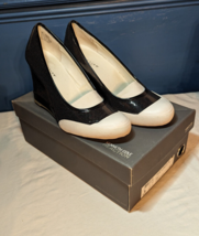 Reaction Kenneth Cole Women&#39;s Slip On Wedge Shoes Black White Size 9M Hide Sneek - £13.71 GBP