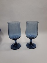 2x  Libbey 6-1/2&quot; tall TULIP DUSKY BLUE - Water Goblet / Wine Glasses - £11.77 GBP