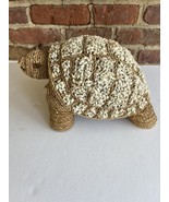 Wicker Woven Raffia Rope and Shell Turtle Decor Coastal Beach House Decor - $44.54