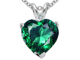 7MM Or 9MM Heart Shape Emerald Pendant 14K White Or Yellow Gold Solid Setting - £43.10 GBP