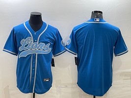 Men s lions baseball jersey blue lions blank blue jersey thumb200