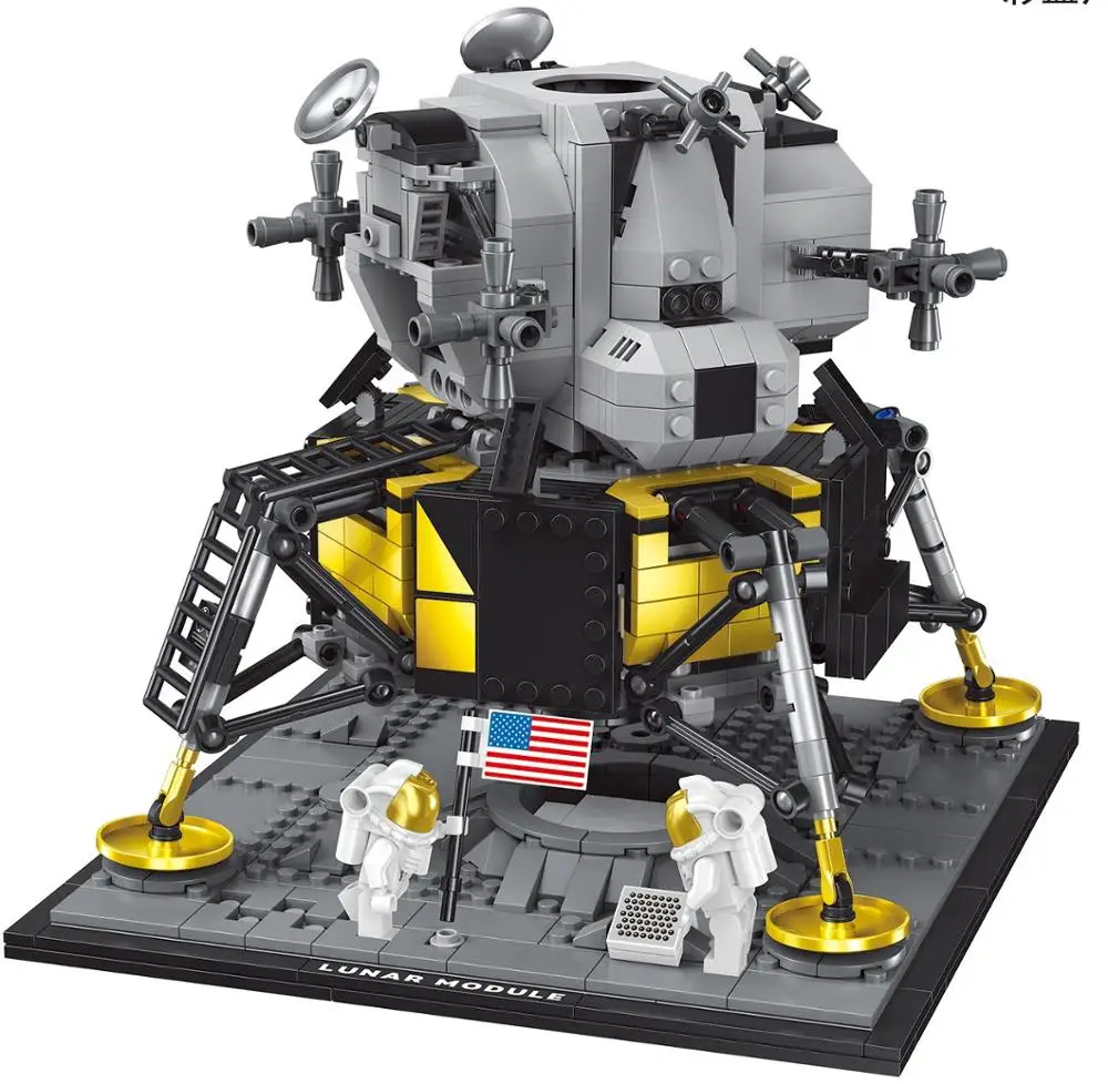 Ollo 11 lunar lander building blocks kit bricks sets classic movie model kids cosmonaut thumb200