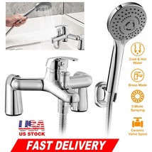 Bathroom Shower Faucet Set Bathtub Hand Spray Wall Mount Mixer Tap Hot &amp; Cold - £44.63 GBP