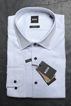 HUGO BOSS Hombre Max Sharp Para Planchado Fácil Algodón Elástico Camisa 43 - £49.54 GBP