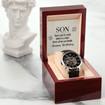 Son You&#39;re One of a Kind Men&#39;s Openwork Watch With Message Card in Mahogany Box - £113.84 GBP
