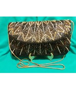 Unbranded Black Formal Prom Evening Purse with Beadwork Silver &amp; Gold - £16.26 GBP