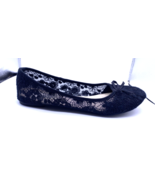 So Crochet Lace Bow Ballet Flats Black Sz 10 Womens Y2K Whimsigoth Fairy... - $79.69