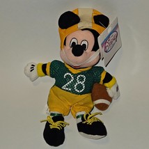 VTG Football Mickey Mouse Bean Bag Plush 28 Green Yellow 8&quot; Disney Store... - $12.82