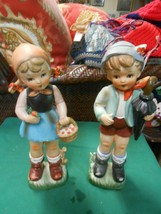 Great Set of 2 Vintage Ceramic HUMMEL Like Statues- Boy and Girl ..12&quot; - $24.34