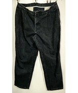 Vintage SAVANE Jeans Mens 42 x 34 Black Denim Pants Pleated Front Cotton... - £29.94 GBP