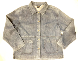 Woolrich Shirt Womens Large Blue Jean Denim Button Comfort Western Outdo... - $26.61